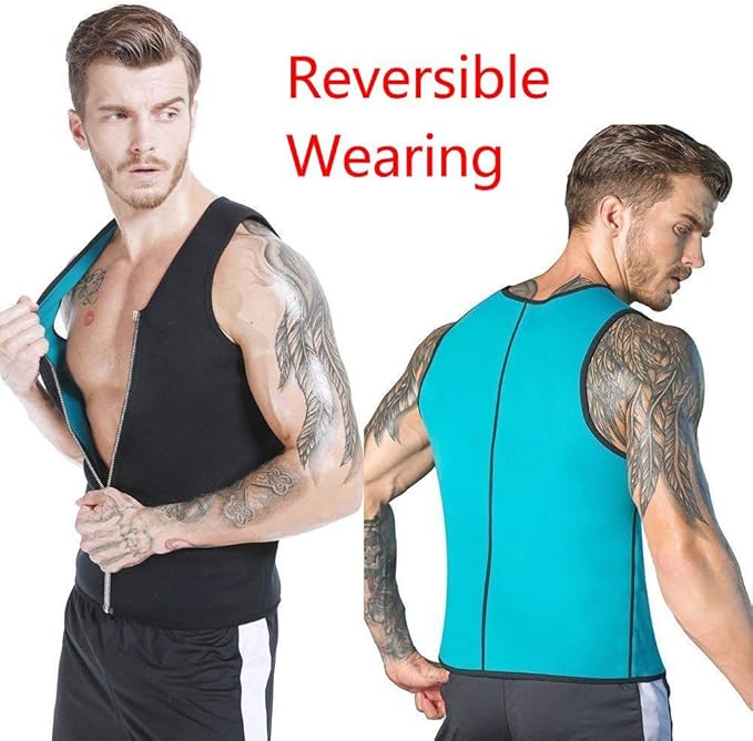 NonEcho Men Sauna Vest Hot Sweat Waist Trainer Corset Neoprene Tank Top Shapewear Slimming Shirt Workout Suit