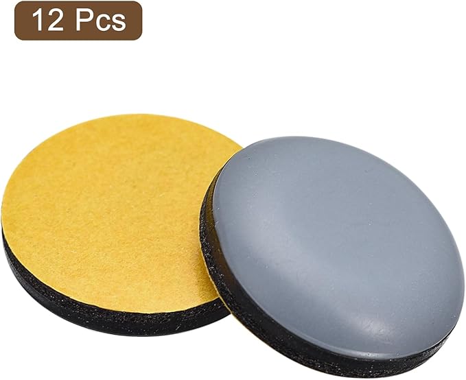 uxcell Furniture Sliders, 12Pcs 3/4" - PTFE Round Appliance Slider, Self-Adhesive Chair Glides, Chair Leg Floor Protectors for Carpet Hardwood Floors