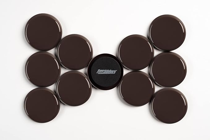 Super Sliders 2-1/2" Round Reusable Furniture Sliders for Carpet, Anti-Slip Protective Furniture Moving Pads for Beds, Sofas, Dressers, Set of 8, Brown