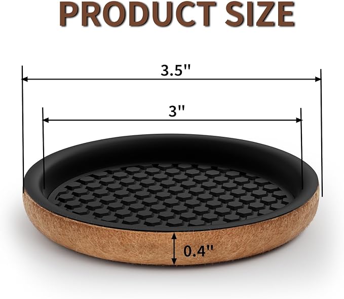 Ezprotekt Felt Furniture Sliders for Hardwood Floors, 3.5" 12 Pcs Upgraded Round Furniture Movers Sliders, Reusable Furniture Moving Pads for Heavy Bed Couch, Move Your Item Easy & Safely (Brown)
