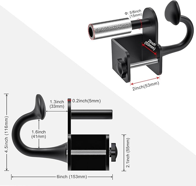 Resistance Band Anchors, Rack Attachment for Power Rack with 1" or 5/8" Hole, Adjustable Multi Point Workout Hook for Strength Training, Fitness, Physical Therapy, 2 Pack