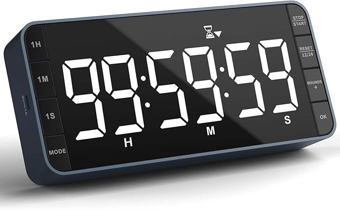 7.8" Digital Kitchen Timer with Large LED Display, Magnetic Rechargeable Countdown Timer, 5 Alarms & 4 Volume Levels, 99H Count Up/Down Timer for Cooking, Classroom & Study