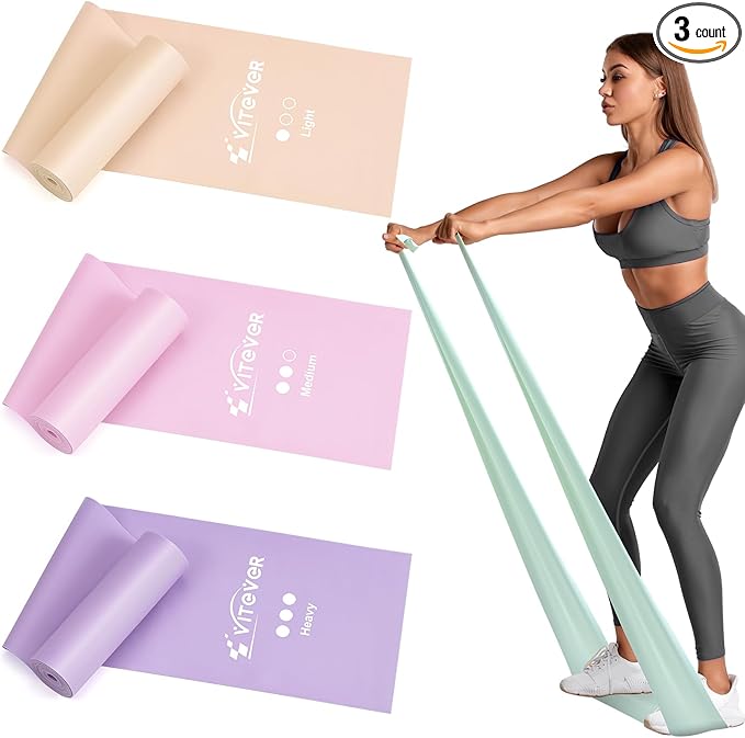 Resistance Bands for Working Out, Exercise Bands, Resistance Band for Physical Therapy, Stretch Bands for Pilates, Rehab, Stretch, Strength Training and Yoga Starter Set
