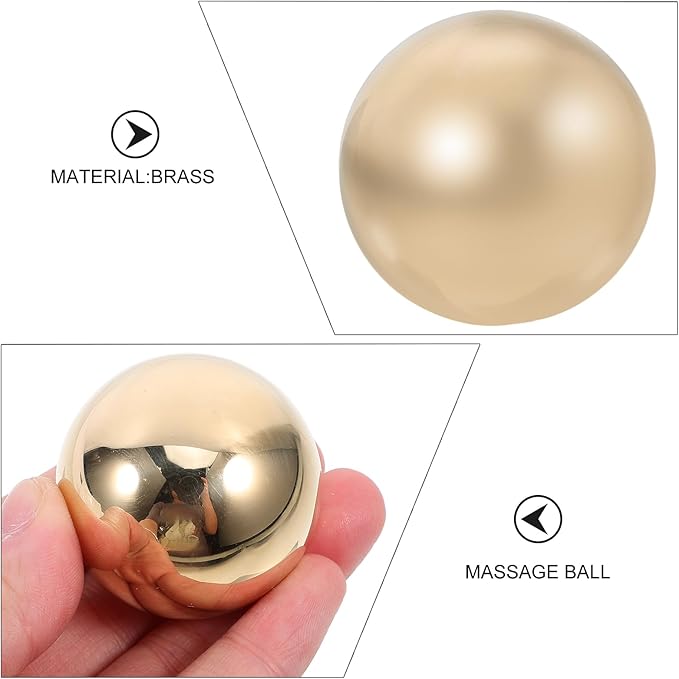 2Pcs Brass Exercise Ball 1.5 Inch Golden Solid Copper Metal Baoding Balls for Hand Therapy Stress Relief, Chinese Kung Fu Massage Acupressure Tool