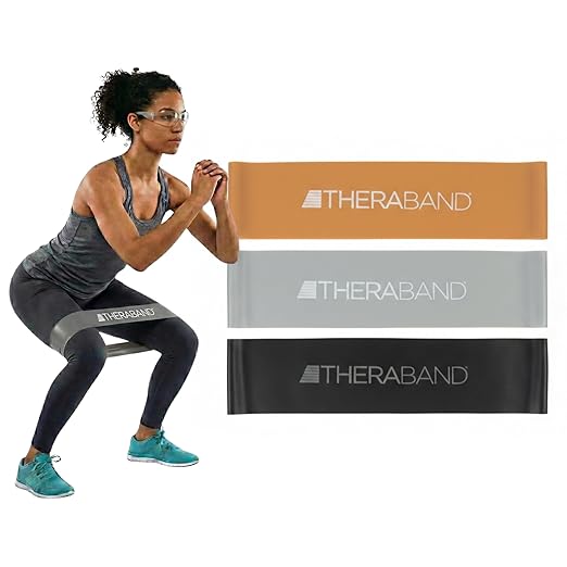 THERABAND Resistance Band Loop Set, 12" Workout Bands for Strength Training, Stretching & Physical Therapy, Set of 3 Color-Coded Exercise Bands with Varying Resistance Levels, Portable & Durable