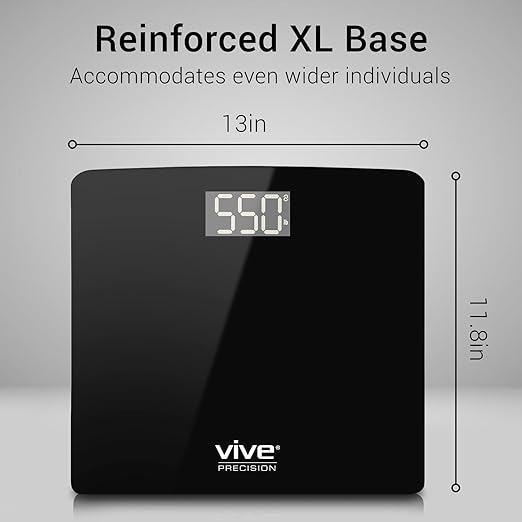 Vive Smart Body Weight Scale (550lbs Capacity) - Heavy Duty Bariatric Digital Scale for BMI - Plus Size, Large Display - Bathroom Device for Health Extra Wide Base & Smartphone Connectivity