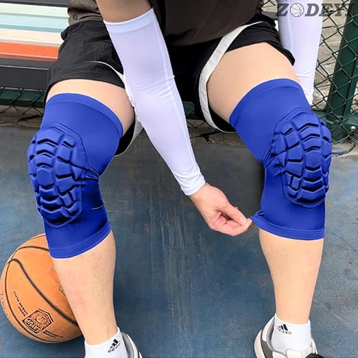 Wrestling Knee Pads Short Knee Sleeve, 2 Pcs Knee Compression Sleeve for Football, Basketball, Volleyball(Blue_S_2 Pcs)
