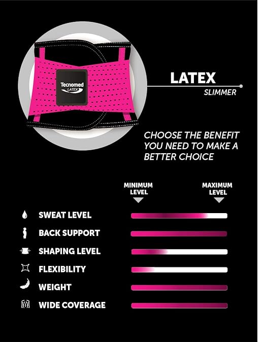 Tecnomed Back Support Belt for Men & Women - Latex Lumbar Support Back Brace for Lower Back Pain Relief, Sciatica, Herniated Disc -All Day Comfort & Support for Work, Gym and Play Black