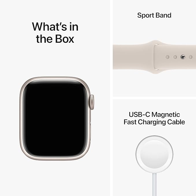 Apple Watch Series 8 [GPS + Cellular, 41mm] Starlight Aluminum Case with Starlight Sport Band, M/L (Renewed)