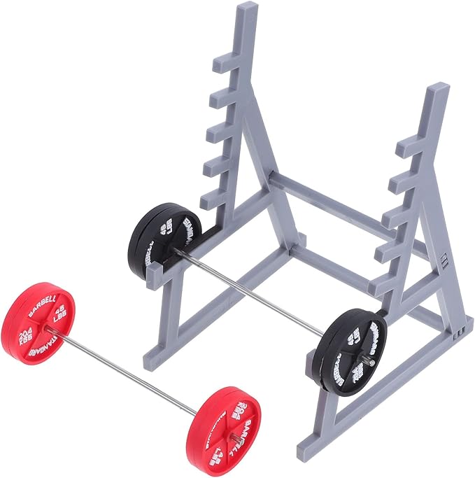 Garneck Creative Squat Rack Pen Holder: Funny Mini Barbell Pencil Holder with Weights - Office Desk Accessories for Men - Cool Gym Dumbbell Fitness Model for Dollhouse Decorations