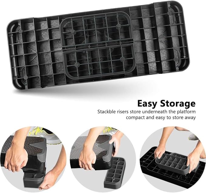 GYMMAGE Adjustable Workout Aerobic Stepper, Aerobic Exercise Step Platform with 2 Risers, Exercise Step Deck for Fitness, 26.5" Trainer Stepper with Non-Slip Surface Home Gym & Extra Risers Options