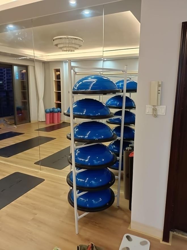 Black Exercise Half Balance Ball Storage Rack - Home Gym Workout Equipment 3/5/6/7 Tier Floor Stand Storage Organizer for Bosu Slam Bowling Medicine Balls(7 layer-190cm/74.8in)