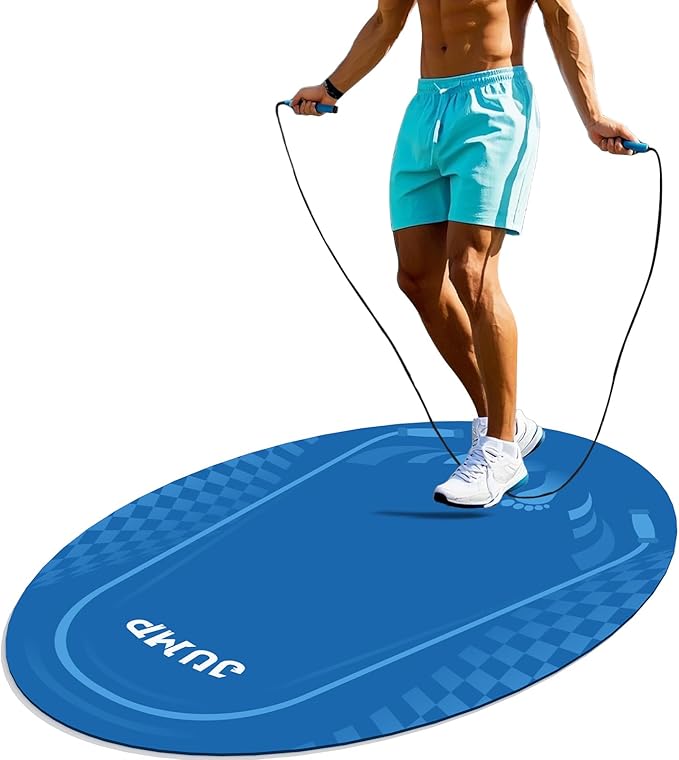 Jump Rope Mat Outdoor Indoor, Oval 52'' x 36'' Non-slip Fitness Exercise Mat, 5mm Shock Absorption Extra Thick Design, Suitable for Home Gym Floor, Concrete Jump Roping