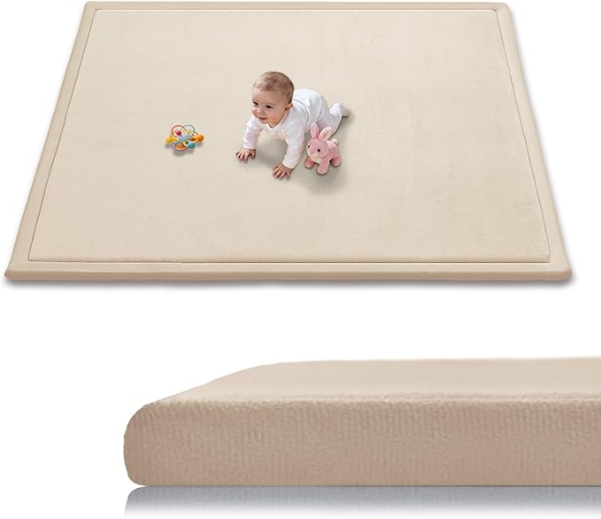 RONGFA Baby Play Mat for Floor,1.3" Thick Elasti-Foam Playpen Mat for Tummy Time, Easy Care with Non-Slip Cushioned for Infant,Kids and Toddler Crawling
