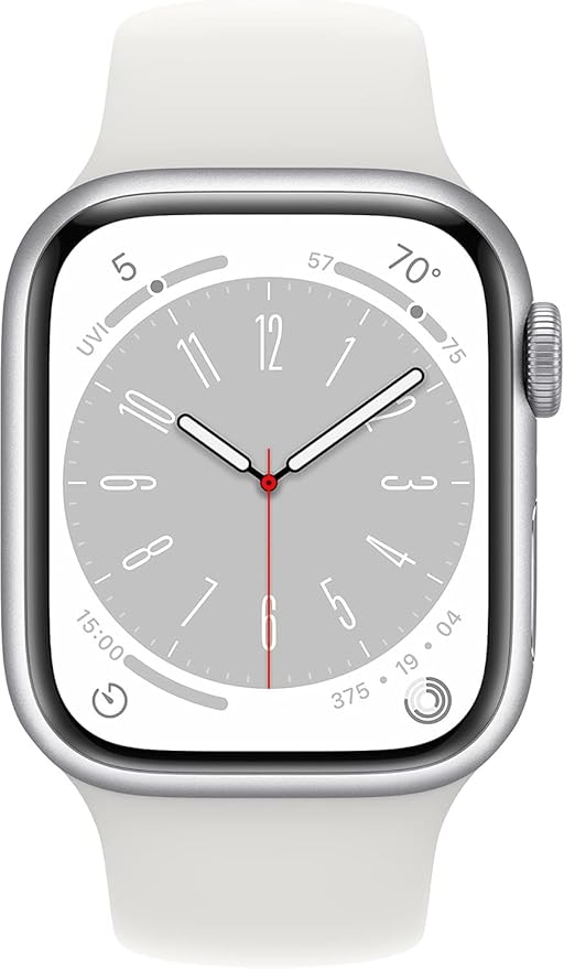 Apple Watch Series 8 [GPS, 41mm] - Silver Aluminum Case with White Sport Band - S/M (Renewed)