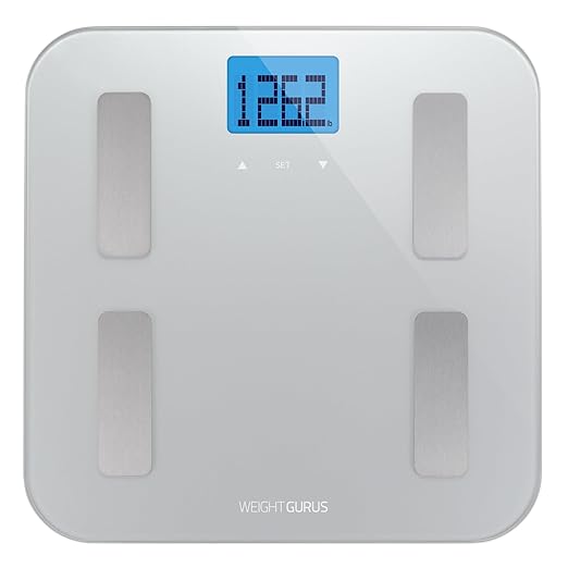 Digital Body Fat Scale with Large Backlit LCD and Smartphone Tracking (Silver)