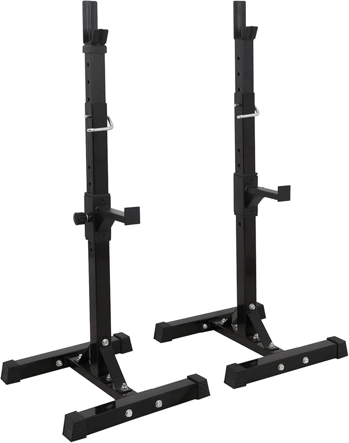 Pair of Adjustable Squat Rack 40inch-66inch Barbell Bracket Solid Steel Free Press Bench, Home Gym Portable Dumbbell Racks Stands, Family Sports Fitness Equipment,Black