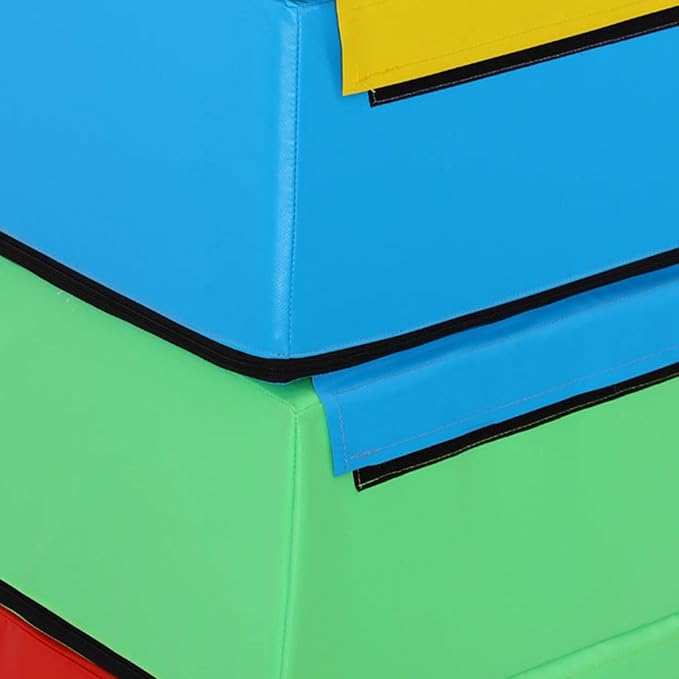 Jumping Boxes for Training, Kids Soft Plyo Box, 4 in 1 Stackable Jump Boxes, Weight Upgrade, Safety and Stability, Suitable for Home School Gym Outdoor Activities Exercise(Size:80×45×65×20cm)