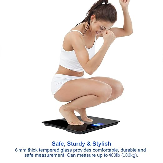 NUTRI FIT Extra-Wide/Ultra-Thick Digital Body Weight Bathroom Scale with 3 Inch Large Easy Read Backlit LCD Display Max Capacity 400lb Step-on Technology, Black