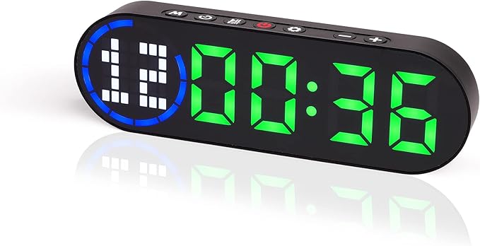LUCORB Portable Gym Timer for Home Gym Interval Timer for Workout with Time Progress Bar/Rounds, Workout Clock for Boxing HIIT Tabata Emom Fitness Rechargeable Battery Powered…