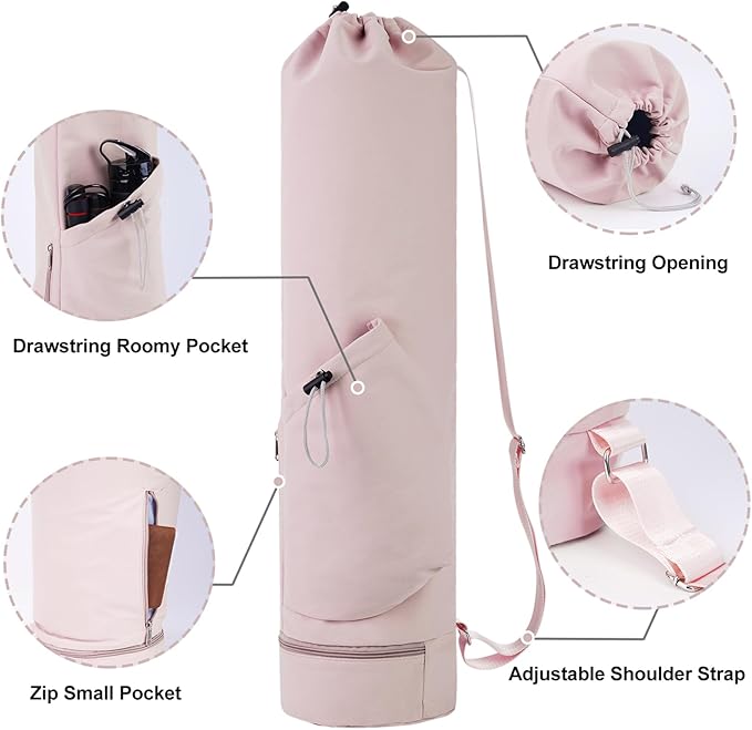 sportsnew Yoga Mat Bag with Water Bottle Pocket and Bottom Wet Pocket, Exercise Yoga Mat Carrier Multi-Functional Storage Bag, Patent pending