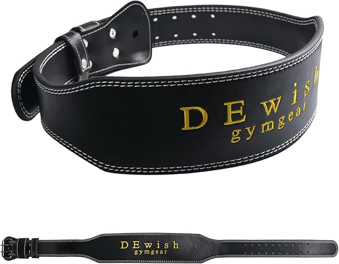 7mm Genuine Leather Weightlifting Belt, 4”& 6”Width, Double Prong Power Belt for Gym Bodybuilding, weightlifting, powerlifting, squats and deadlifts