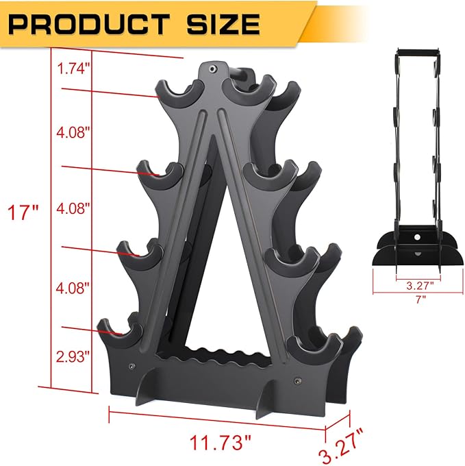 Dumbbell Rack 4 Tier Weight Rack for Dumbbells Compact Dumbell Rack Stand Only for Home Gym Weight Stand, (Rack ONLY)
