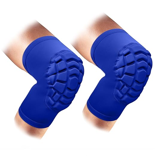 Wrestling Knee Pads Short Knee Sleeve, 2 Pcs Knee Compression Sleeve for Football, Basketball, Volleyball(Blue_XXL_2 Pcs)