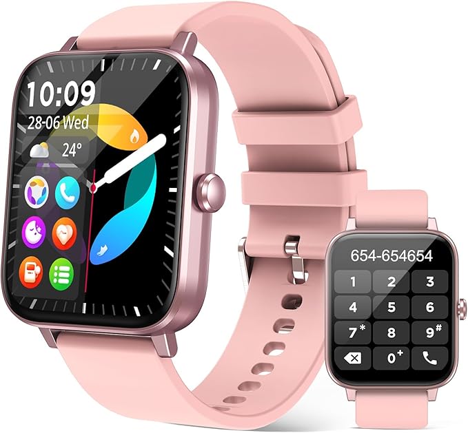 Smart Watch for Women (Answer/Make Call): 1.85" Waterproof Fitness Trackers with 24-Hours Blood Pressure Heart Rate SpO2 Sleep Monitor Watches for Women, iPhone Android Compatible( (Light Pink)