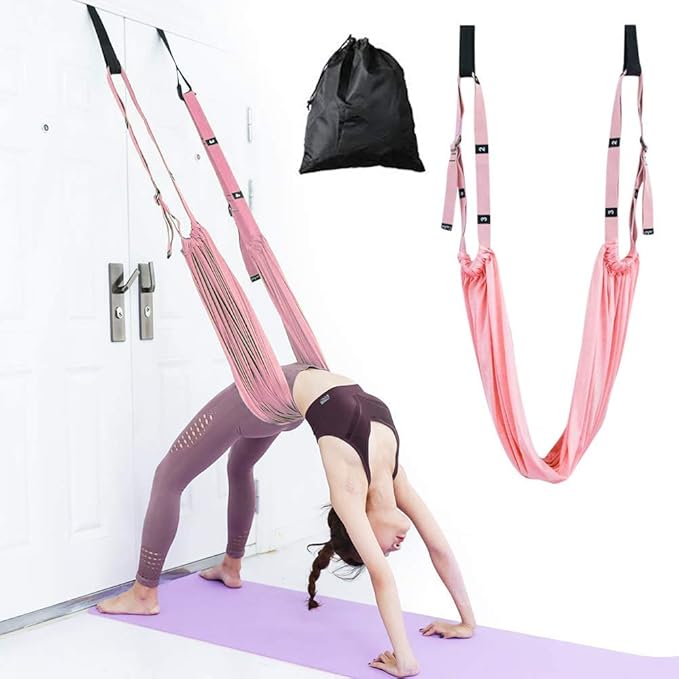 Multi-Purpose Waist Exercise Band - Waist Back Bend Assist Trainer Flexibility & Yoga Stretching Leg Stretcher Strap w/Door Anchor for Dance Gymnastics Training Fitness