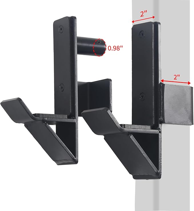 J-Hook Barbell Spotter Arm for 2" x 2" Tube Power Cage with 1" or 5/8" Hole, Dip Bar for Squat Rack,Heavy Duty Bottom Reinforced Premium Steel with 1000 LBS Capacity
