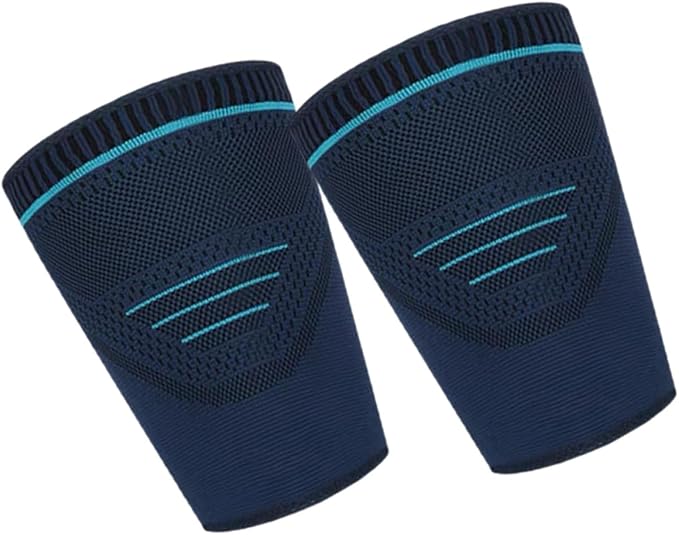 2pcs Compression Thigh Wraps Sports Leg Sleeves Elastic Knit Navy Support for Running Basketball Cycling Men’s Outdoor Exercise
