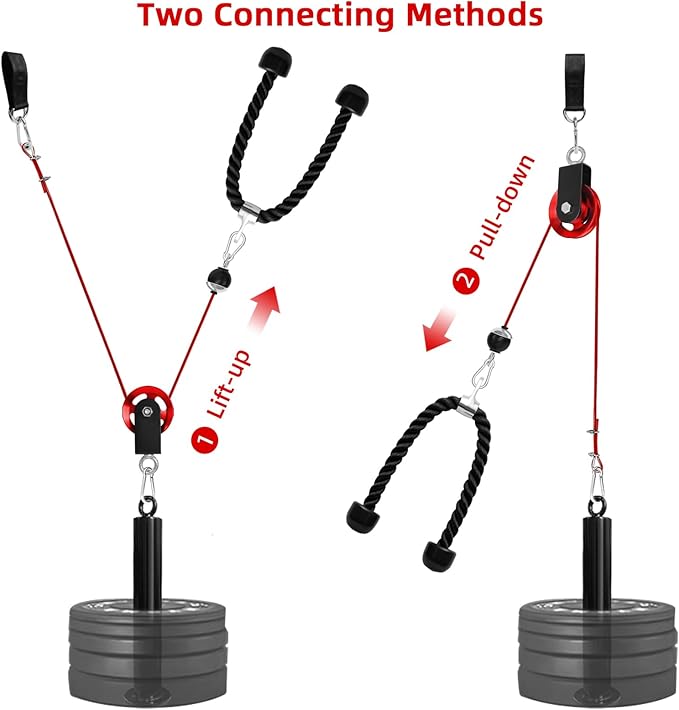 LFJ LAT Pull Down and Lift Weight Pulley System Cable Machine Pulley Attachment for Triceps Pull Down, Biceps Curl, Back, Forearm, Shoulder Home Gym Equipment