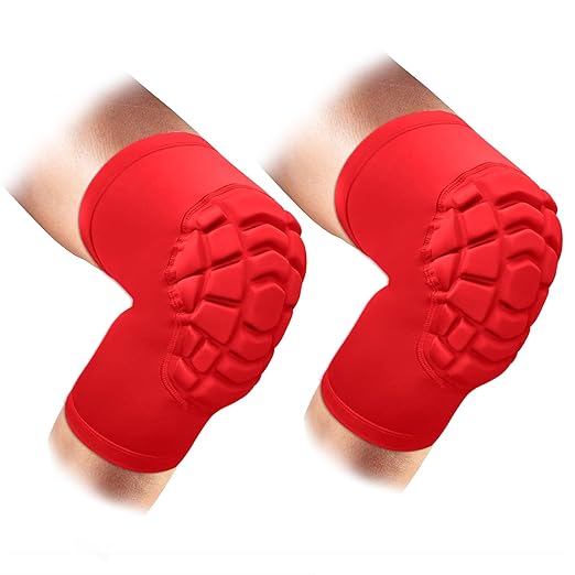 Wrestling Knee Pads Short Knee Sleeve, 2 Pcs Knee Compression Sleeve for Football, Basketball, Volleyball(Red_XXL_2 Pcs)