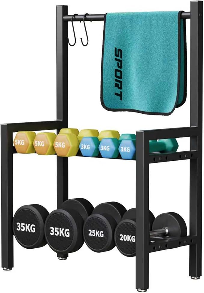 Two Tier Dumbbell Rack 20 IN Length Adjustable small Weight Rack Stand Holder For Home Gym Dumbbells Kettlebells (Rack Only)