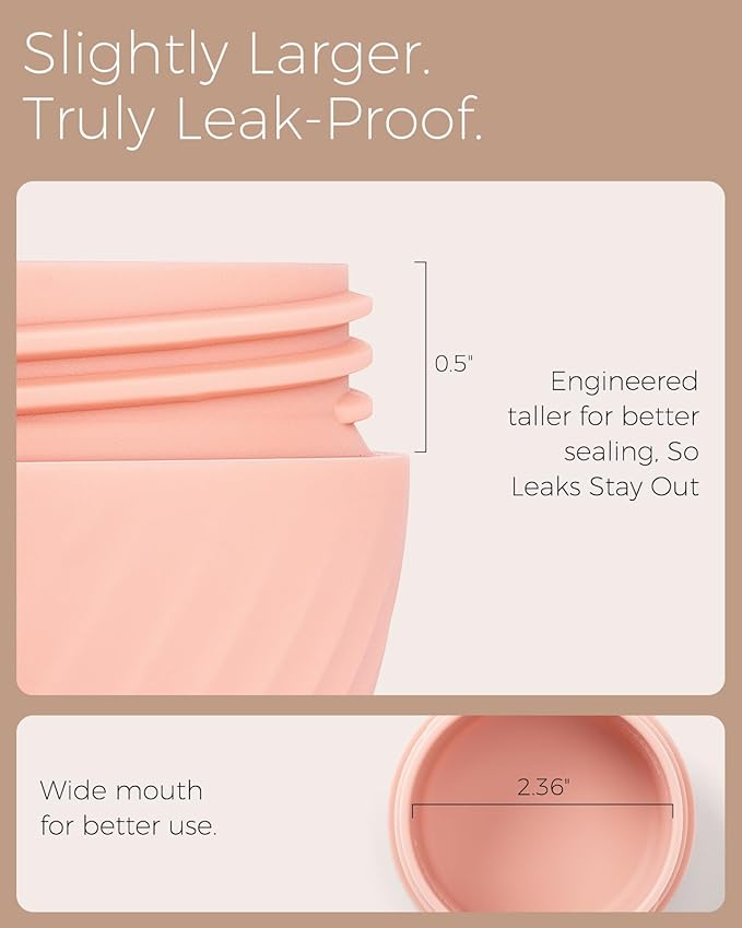 TakeToday Travel Containers for Toiletries, Leak-Proof, TSA Approved, Refillable Silicone Cylindrical Cream Jars with Lid for Cosmetic Toiletry, 2oz, 4 Pack, Apricot