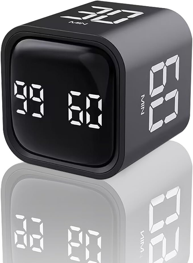 EooCoo Digital Timer Cool Stuff Gadgets, Gravity Pomodoro Cube Rotation, Countdown Productivity Kitchen Timer 5/10/30/60 Mins for Meeting Study Back to School Gift, ADHD Tools, Office Desk Decoration
