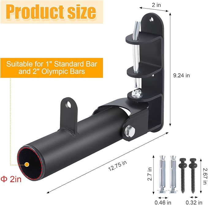Wall Mounted Landmine Attachment for 1" Standard Bar and 2" Olympic Bars, Heavy Duty Wall Mount T Bar Row Platform for Home Gym Workouts
