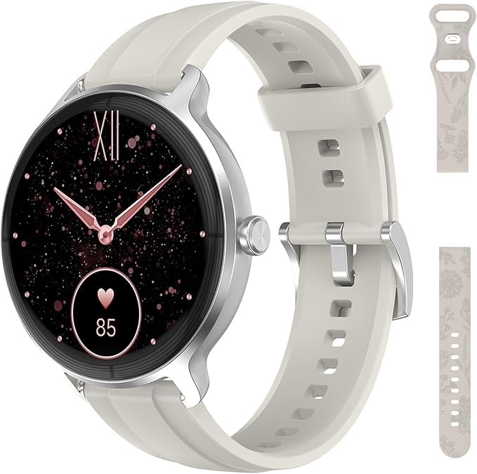 Smart Watch for Women Men, 1.27" HD Fitness Tracker with Heart Rate, Sleep, Step, SpO2 Monitor, IP68 Waterproof for Android iOS (Off White)