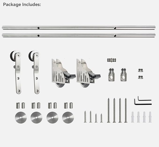 DIYHD 8FT Stainless Steel Sliding Library Ladder Hardware Kit, Bottom Wheel with Brake,300 lbs Capacity, Satin Finish (No Ladder)