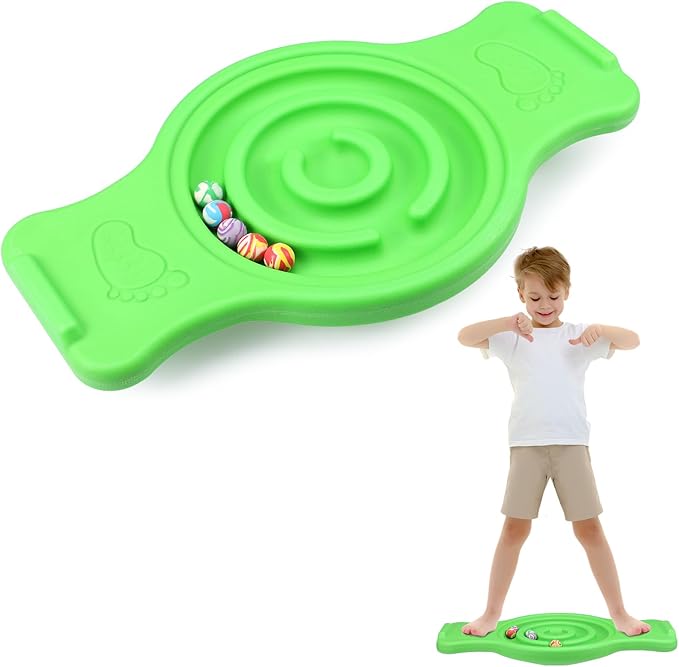 Seenelling Maze Balance Board for Kids Plastic Wobble Rocker Balance Board with Mini Balls Load 220lb Balance Game with Handles for Toddler Balancing Exercise Equipment Game, 24.5 x 11.8 Inch