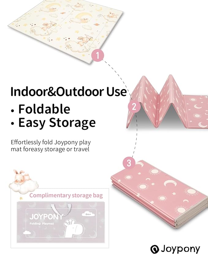Baby Play Mat 79" X 71" X 0.6", Fabric Version Extra Large Thick Reversible Foldable Play Mats for Babies and Toddlers, Anti-Slip Portable Baby Floor Mat for Tummy Time with Travel Bag