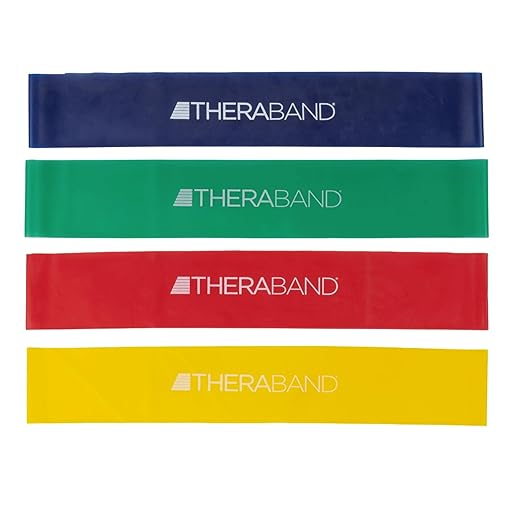 THERABAND Resistance Band Loop Set, 18" Workout Bands for Strength Training, Stretching & Physical Therapy, Set of 4 Color-Coded Exercise Bands with Varying Resistance Levels, Portable & Durable