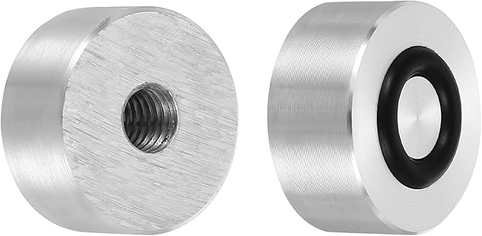uxcell M8 Thread 25mm / 1" Dia 15mm Thick Aluminum Circle Disc Glass Top Adapter 4pcs Round Solid Table Feet Pad Plate Hardware with Anti-Slip Rubber Ring