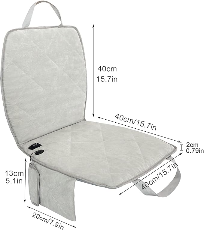 Portable Heated Seat Cushion(No Power Bank) Heated Camping Chair Pad,Foldable Heated Stadium Seat for Bleachers,USB Powered Heated Seats Great for Sports, Fishing, Concerts Grey