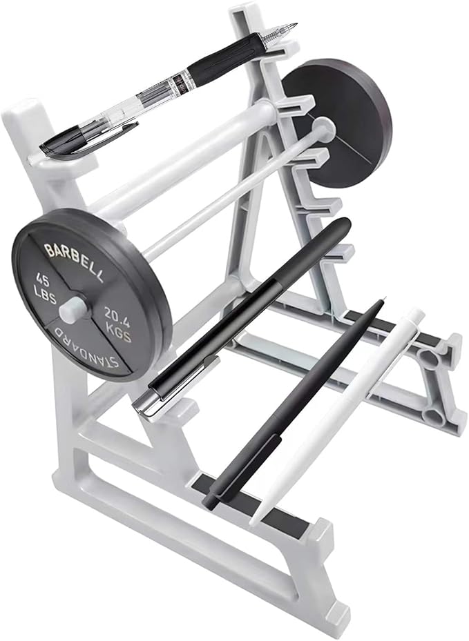 Barbell Rack Pen Holder - Desk Pen Holder for Fitness Enthusiasts and Weightlifting Fans