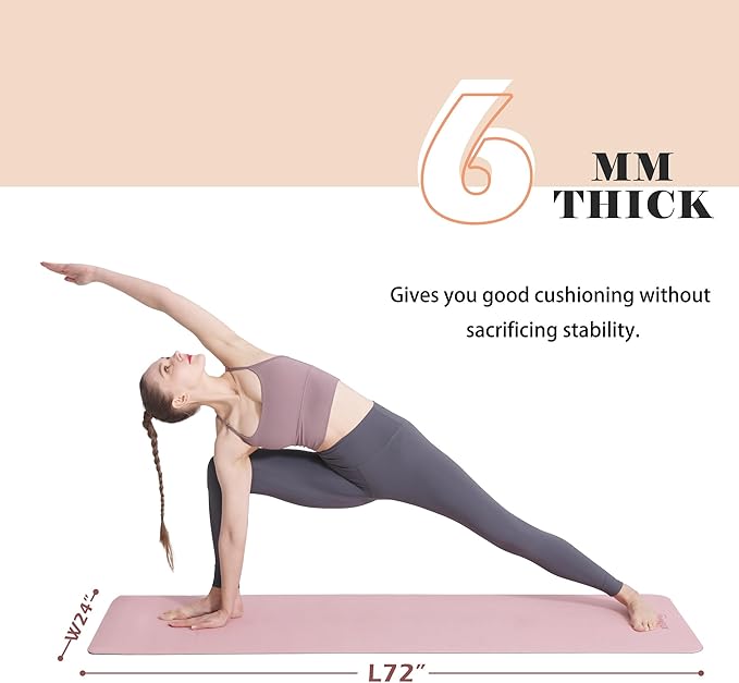 Yoga Mat Non Slip, Pilates Fitness Mats, Eco Friendly, Anti-Tear 1/4" Thick Yoga Mats for Women, Exercise Mats for Home Workout with Carrying Sling and Storage Bag