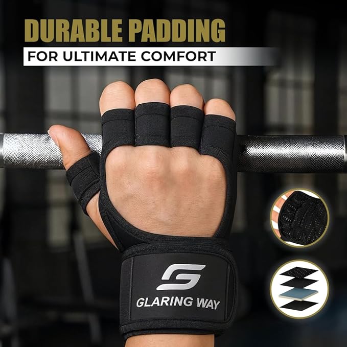 Neoprene Padded Weight Lifting Gloves for Men and Women - Ventilated Workout Gloves for Athletes Gym Sessions Cycling Tracking & Sports with Full Palm Protection