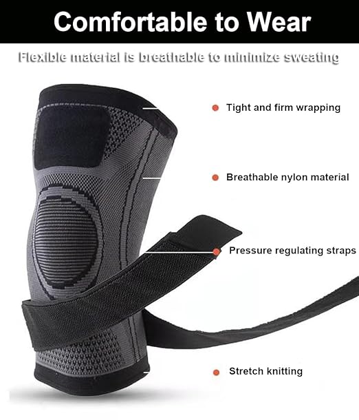 2 Pack Knee Wraps for Pain Relief, Knee Wrap Knee Compression Sleeve Knee Sleeves for Men Women Compression Knee Brace, Knee Band for Knee Pain Relief, Knee Brace for Arthritis Pain and Support (Orange, Medium)