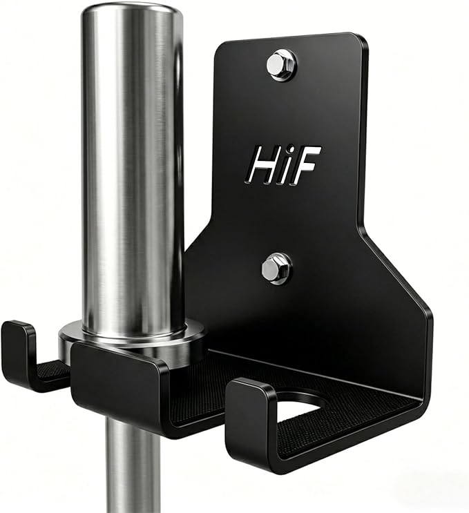 Olympic Barbell Hanger,Garage Gym Bar Wall Rack,Vertical Barbell Mount Rack,Space Saving Commercial or Home Gym Accessory,Holds Under 33mm Bar Size
